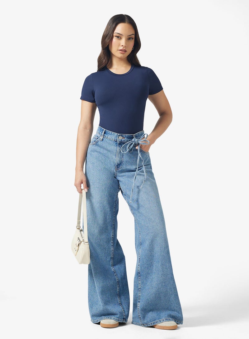 جينجر بيسيكس بودي سوت بياقة دائرية من البولي أميد - Image 4